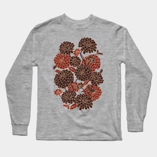 Zinnia Flower Pattern Long Sleeve T-Shirt